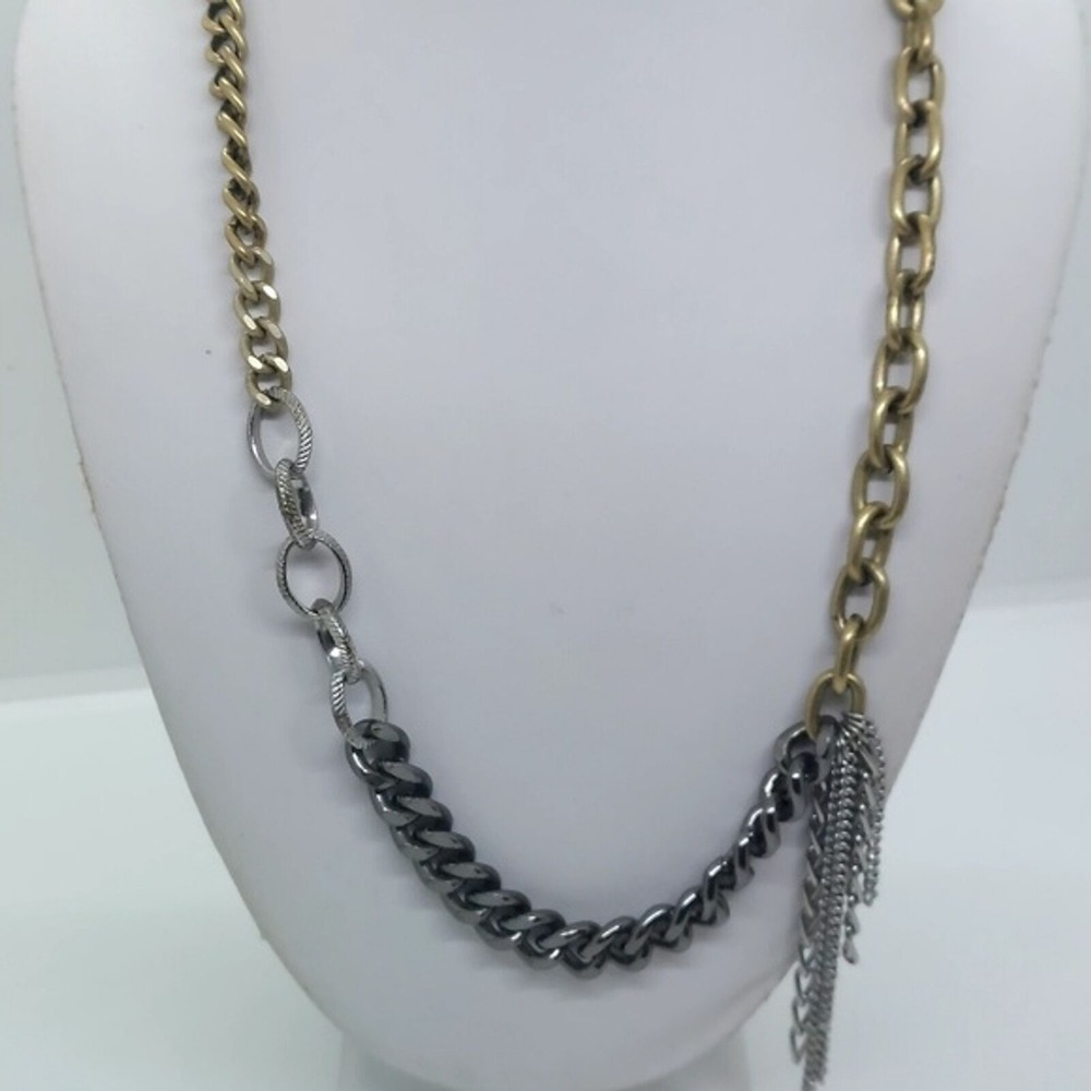 Mixed metal chains‎ necklace